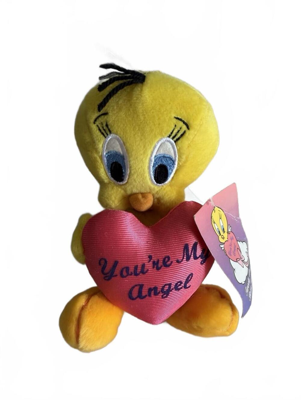 Vintage New 1998 Tweety Bird Plush You’re My Angel Pink Heart Valentines Day